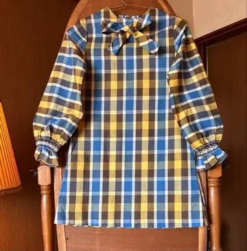 70s 유럽 프랑스 앤티크 빈티지 구제 의류 체크 블라우스