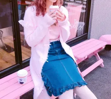 swankiss 스완키스 리본 가디건 롱 기장 코트 원피스