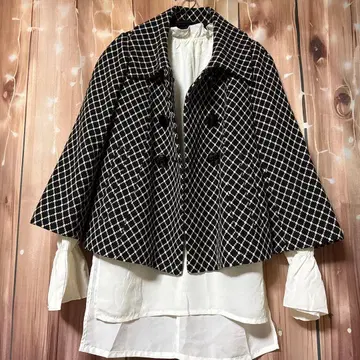 JILLSTUART 질스튜어트 체크 무늬 케이프 코트 M