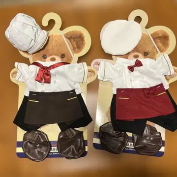 봉제 인형용 셰프 의상 2벌 세트