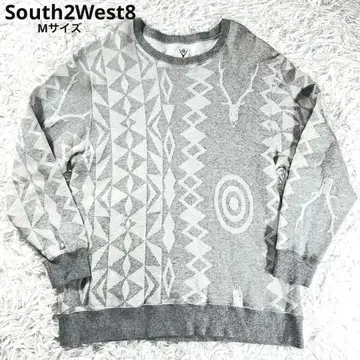 South2West8 맨투맨 네이티브 무늬 M 그레이 오버 사이즈