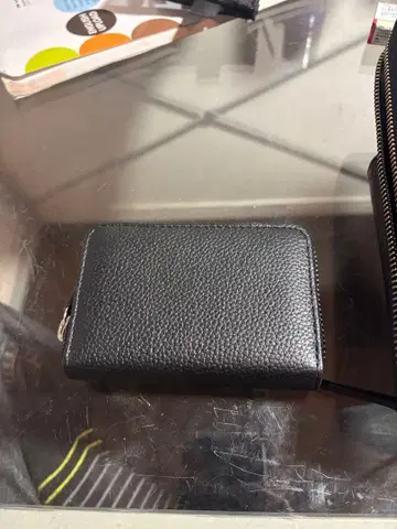 블랙 코인 케이스 카드 케이스 칸막이 포함 소가죽