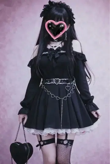 ROJITA 로지타 하트 체인 플리츠 스커트 지뢰계 및 양산형 스타일