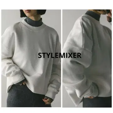 미사용 새상품 택 포함 와이드 리브 숄더 맨투맨 프리 화이트