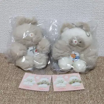 말랑말랑 고양이의 동글동글 봉제 인형 너구리 씨 & 베이지 토끼 씨