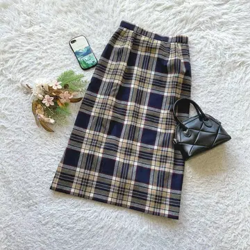 타이트 스커트 롱 기장 체크 백 슬릿 M 가을/겨울 오피스 캐주얼