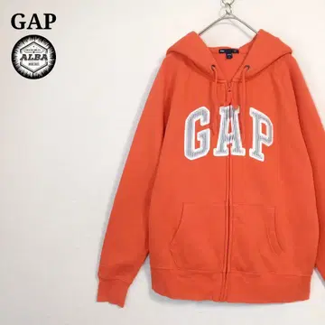 GAP 갭 후드티 집업 아치 로고 자수 주황 오렌지 L
