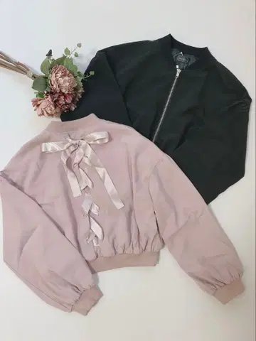 에블린 레이스업 리본 블루종 핑크