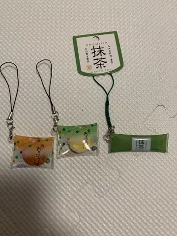 말차와 화과자 스트랩 3개 세트