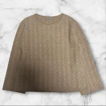 띠어리 럭스 케이블 짜임 크루넥 니트 풀오버 브라운