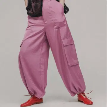 M to R 새틴 와이드 카고 팬츠