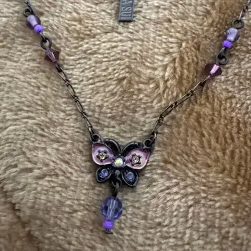 [ 새상품급 ] ANNA SUI 안나수이 나비 모티브 목걸이 보라색 핑크