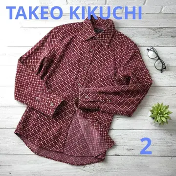TAKEO KIKUCHI 올 패턴 코듀로이 셔츠 보르도 코튼