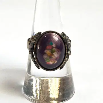 빈티지 칠보 세공풍 유리 카보숑 반지 약 13호 / 앤티크풍