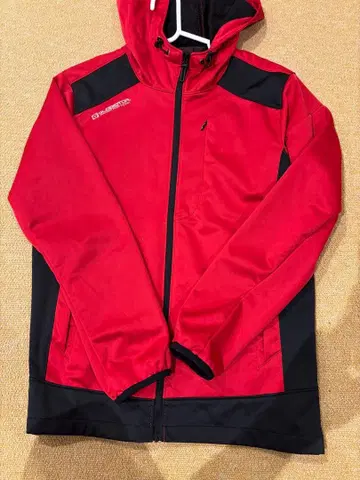 레드/블랙 후드 부착 스포츠 자켓