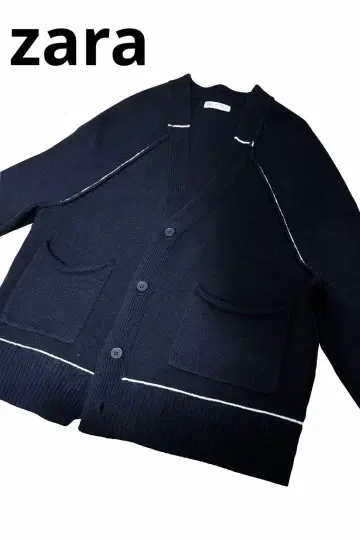 ZARA 블랙 니트 가디건 포켓 부착