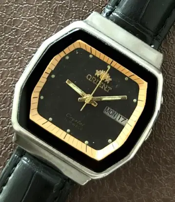 ORIENT 기계식 자동 와인딩 블랙 남성용 빈티지 손목시계