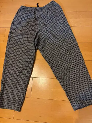 그레이 체크 울 단톤 38 사이즈 허리밴딩