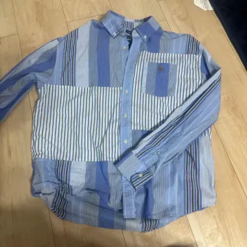 GAP 버튼다운 셔츠 XS 블루 계열 스트라이프