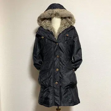 Y2K 헤이세이 갸루 펑크 모즈 코트 골드 버튼 퍼 라이너 포함 M 블랙