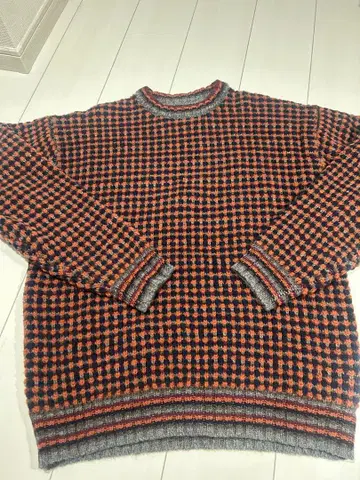 BEAMS 체크 무늬 니트 M 플리스