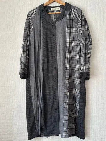 l'atelier du savon 체크 절개 셔츠 원피스 일본제