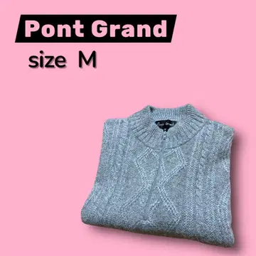 새상품급 Pont Grand 캐시미어 100% 케이블 하프 지퍼 니트