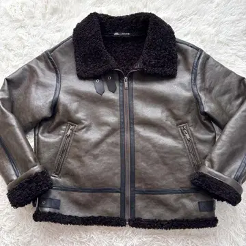 [ 미사용급 ] 2XL 사이즈 ZARA 무스탕 자켓 B3 보아 카키