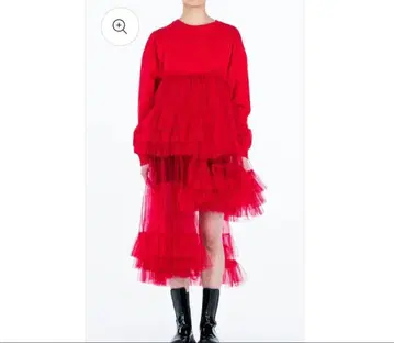 VIVIANO 비대칭 튤 스웨트 셔츠 레드