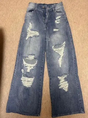 chico 데미지 와이드 데님 팬츠