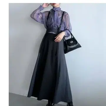 서스펜더 하이웨이스트 플레어 스커트(HARE)