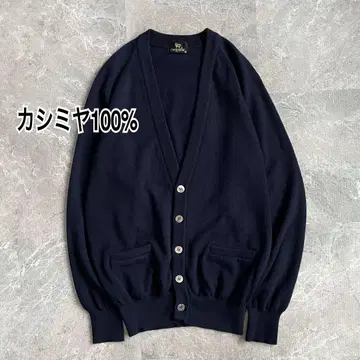 일본제 남성용 퓨어 캐시미어 100% 가디건 긴팔 네이비 포켓