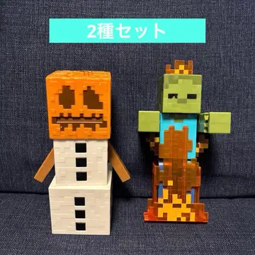 마인크래프트 마이크라 액션 피규어 좀비 스노우 골렘 2종