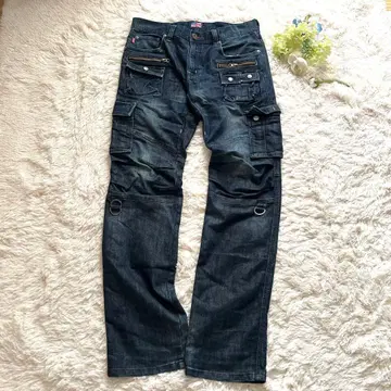 Lyric 다크 블루 데님 카고 팬츠 멀티 포켓