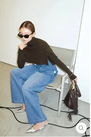 IAM ALPHA 케이프 앙상블 니트 데님 살로펫 셋업