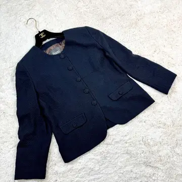 HERNO 헬레노 트위드 노카라 자켓 어깨 패드