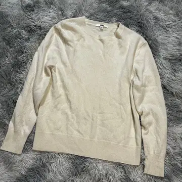 UNIQLO 유니클로 캐시미어 100% 화이트 리브 니트