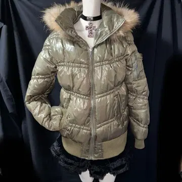 헤이세이 갸루 Y2K 그런지 퍼 달린 다운 자켓