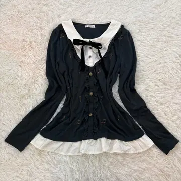 axes femme 프릴 리본 긴팔 티셔츠 모리걸 y2k