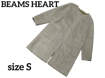 BEAMS HEART 노카라 페이크 무스탕 코트 S 스웨이드