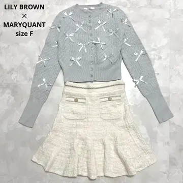 LILY BROWN MARY QUANT 트위드 니트 스커트 화이트