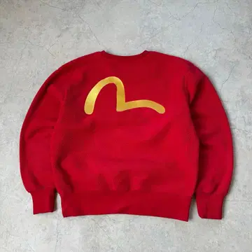 EVISU 에비수 플리스 맨투맨 빅 로고 빨간색