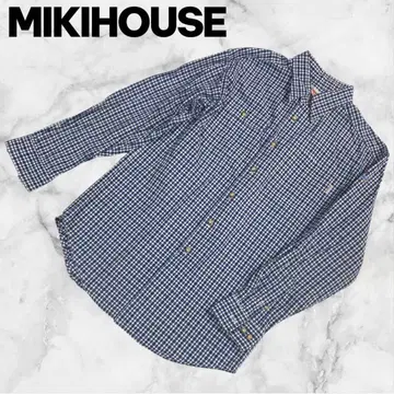 미키하우스 성인용 체크 셔츠 일본제 S 파랑 네이비