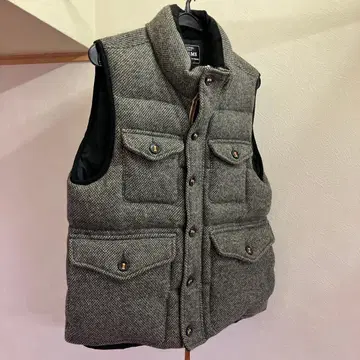 BEAMS 빔즈 트위드 다운 베스트 레어 파라슈트 버튼