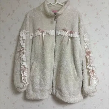 허니시나몬 코튼 레이스 페이크 보아 아우터