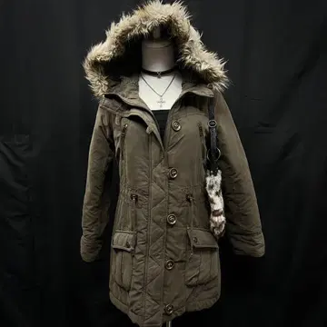 헤이세이 갸루 y2k 그런지 다크 코어 퍼 달린 모즈 코트 기믹