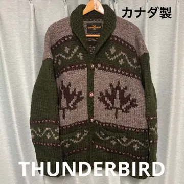 새상품급! THUNDERBIRD 썬더버드 카우칭 스웨터 메이플 리프
