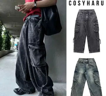 [ COSYHARU ] Ripen 스트랩 카고 데님 팬츠