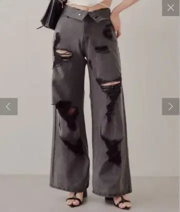 chico 데미지 와이드 데님 팬츠 그레이 사이즈 1