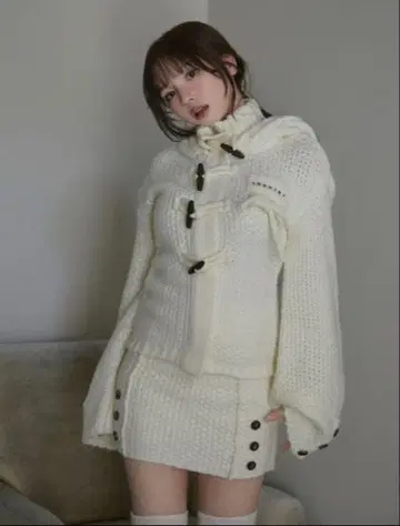 andmary Cable knit jacket set up ivory